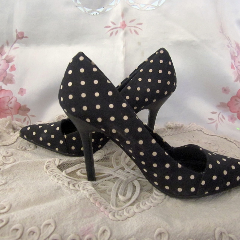 Corky Black and White Polka Dot Heels