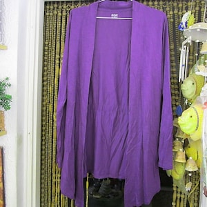Púrpura Cárdigan abierto ligero ponderado / Chaqueta de rayón de primavera, Vintage - Grande