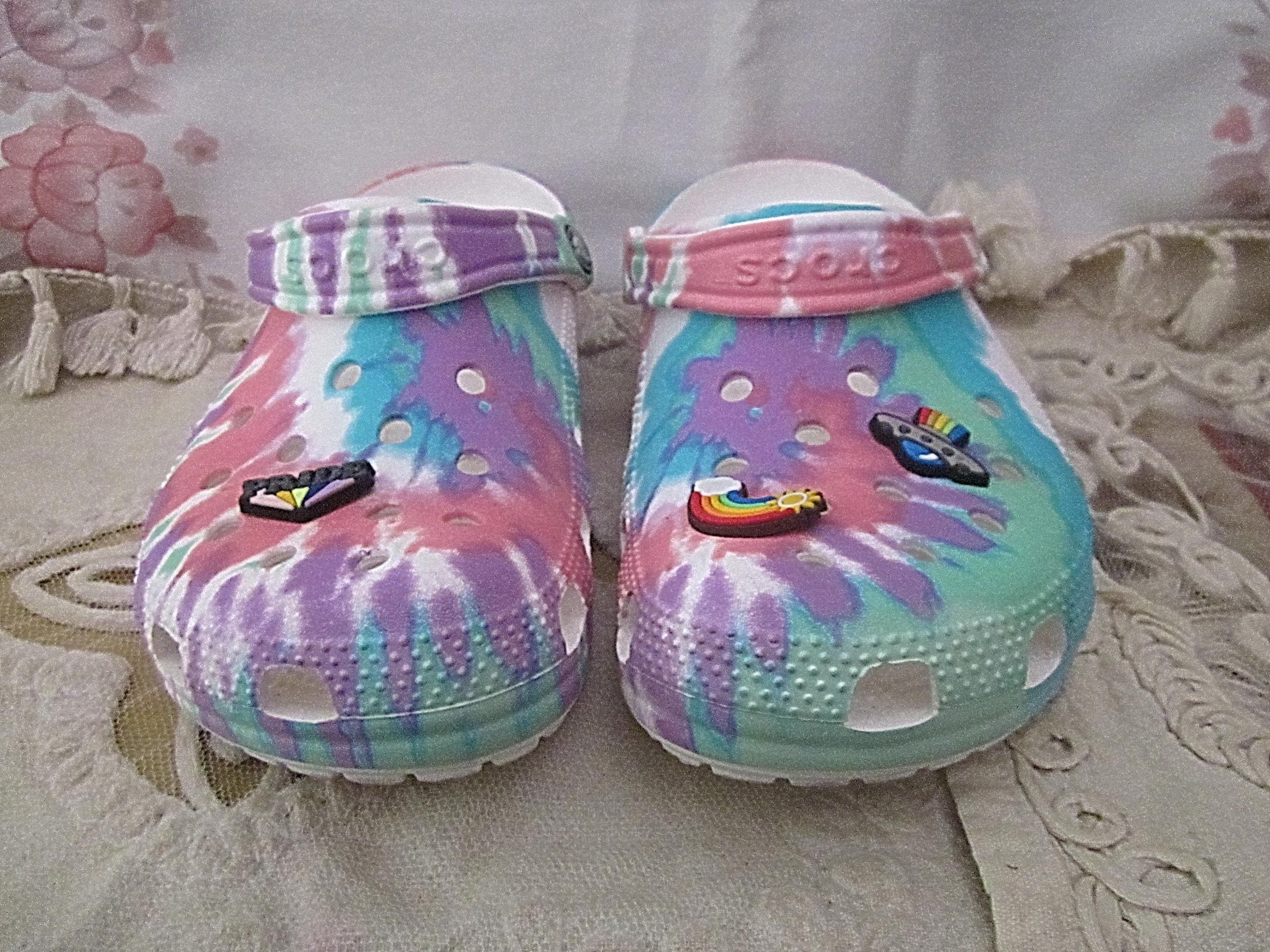 CROCS Kids Unicorn Pastel Tie-Dye Clogs - Light Blue Pink Amazon.com | Crocs Kids main image 3