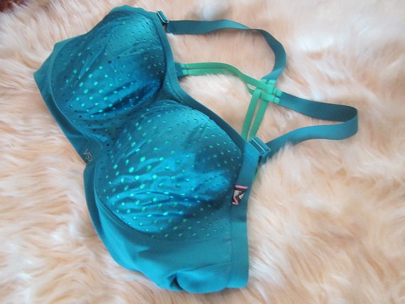 Victoria's Secret VSX Sports / Yoga / Training Padded Bra Shaded Teal &  Turquoise , Vintage Sz. 38D 