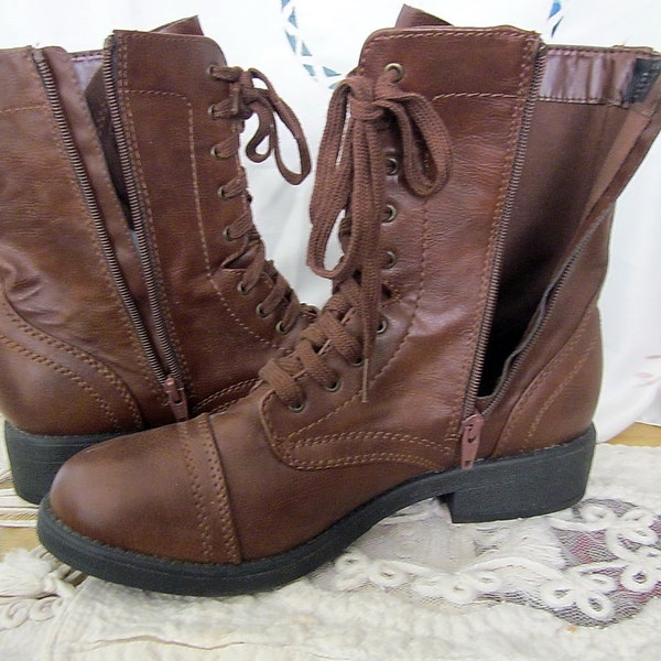 lace up brown leather boots womens
