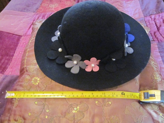 Fabulous Wide Brim 100% Wool Felt Fedora BLACK Ha… - image 8