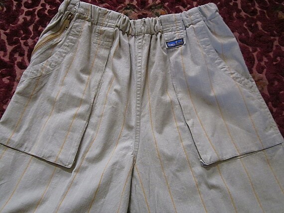 【oan】Zip Pouch Two Pocket Bermuda Pants Men's Multi-Pocket Cargo Capris Loose Fit Pocket Below Knee