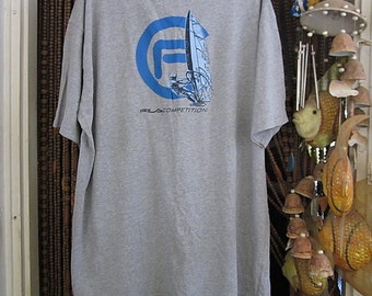 Men's FILA COMPETITION Light Gray Cotton T-Shirt with Backside Surfboard Logo in Blues & Black, Size XXLarge