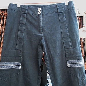 Black Stonewashed Denim High Waist Pants - Uniquely Designed, Vintage - Large
