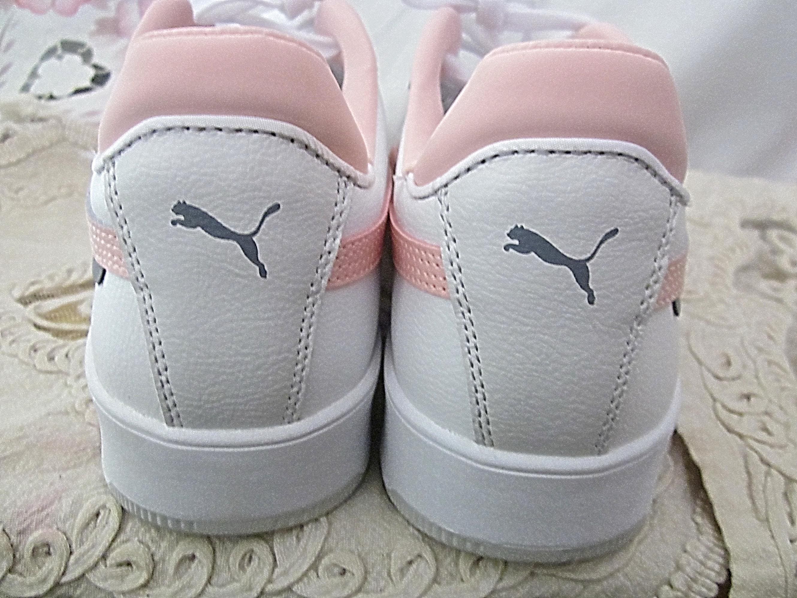 PUMA - Women's White & Pink LEATHER Sports Trainers Athletic