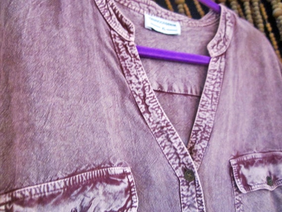 Batik Stonewashed Effect Mauve/Dusty Lilac Button… - image 5