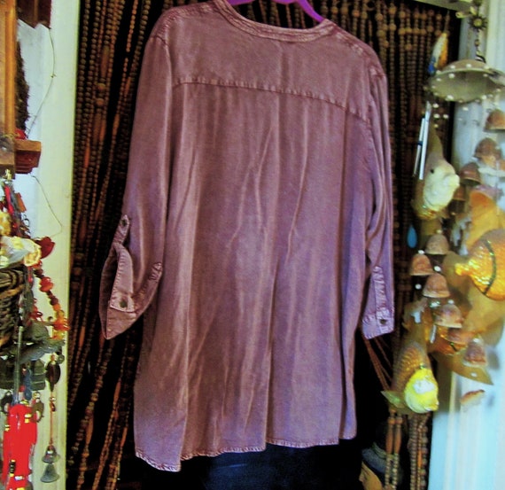 Batik Stonewashed Effect Mauve/Dusty Lilac Button… - image 6