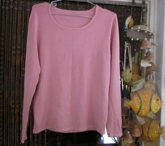 Dusty Rose Long Sleeves Top, Vintage - Medium - image 1