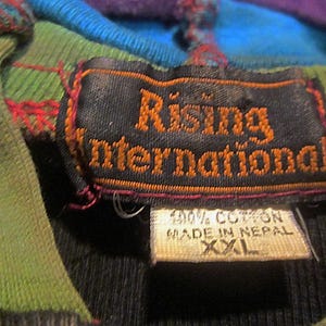 RISING INTERNATIONAL, Nepal - FELPA CON CAPPUCCIO OVERSIZE Boho Patchwork ricamato a mano Batik Dipinto Giacca in cotone completamente con cerniera - Taglia XXLarge immagine 10