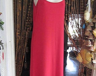 Lipstick Red Ankle Length Spaghetti Straps Dress, Vintage - Small to Medium