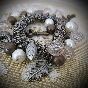 Egyptian Silvery Alpaca Charm Bracelet, Vintage