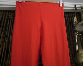 Bright Shiny Lipstick Red High-Waistline Stretchable Leggings / Tights, Vintage - Large