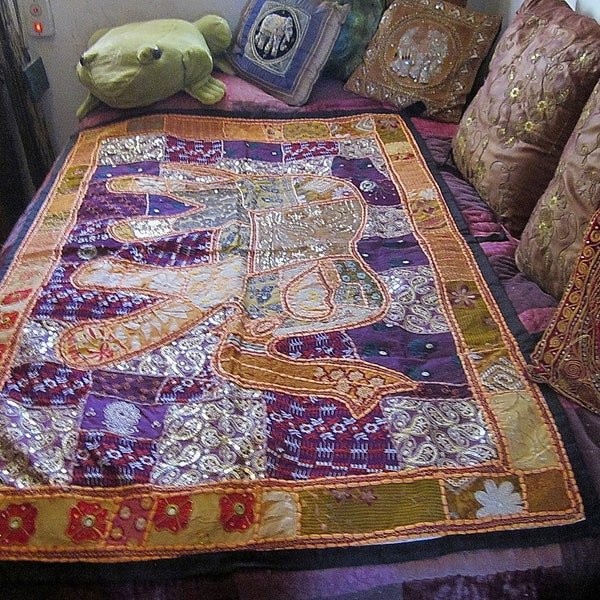 Embroidered Hand Stitched Elephant Wall Hanging Etsy