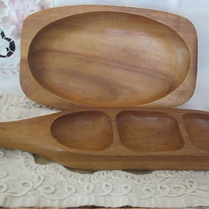80&#39;s Vintage Set of 2 Wooden Serving Dishes