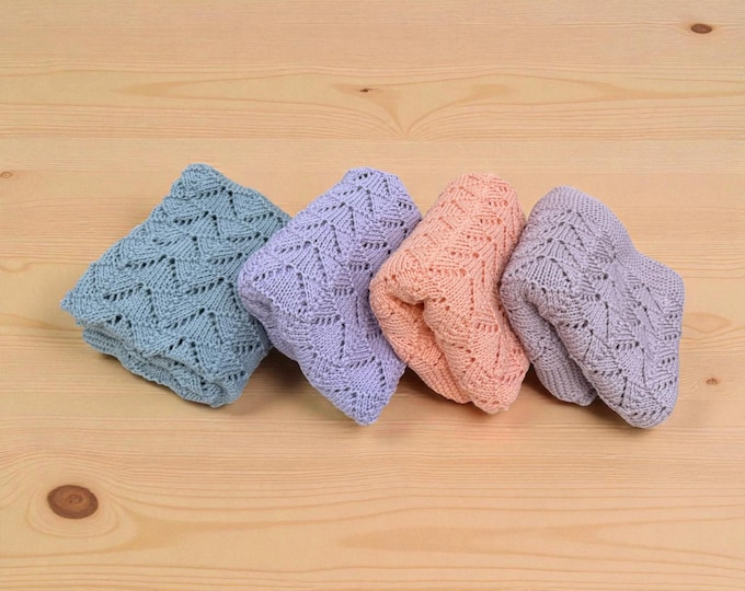Hand-Knitted Organic Cotton Baby Blanket: Textured Knit, Newborn Gift