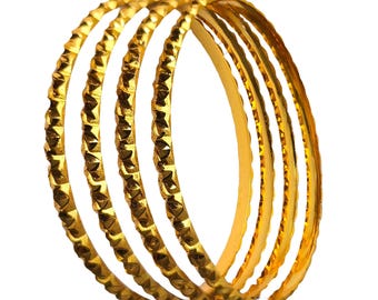 4 Gold Plated Bangles Set For Women & Girls