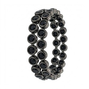 2 Black Bangles With AD Stones. Pitch Black KADAs