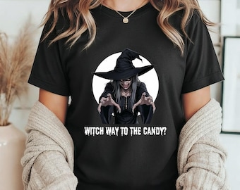 Witch Way to the Candy? Kids T-Shirt | Halloween Witch Costume Tee