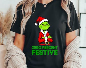 Camiseta Natalina Festiva do Grinch Rabugento | Camiseta Natalina Zero Por Cento