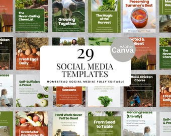 29 Homestead Instagram Post Editable Canva Instagram Farm Lifestyle Content Pack