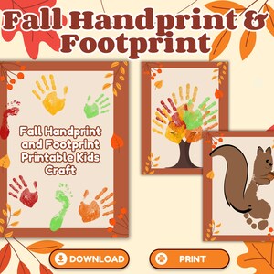 Fall Handprint and Footprint Craft Printable Autumn Keepsake Kids Art Activity PDF Download