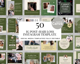50 Hair Loss Instagram Post Templates for Canva Editable Social Media Posts Instant Download