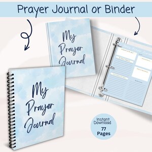 Prayer Journal Printable Planner Bundle Daily Prayer Pages Bible Study Reflection PDF 77 Pages