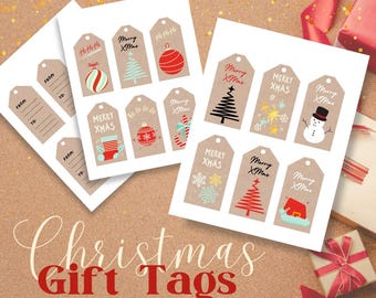 Christmas Gift Tags Printable PDF Editable Holiday Gift Labels Instant Download DIY Xmas Tags