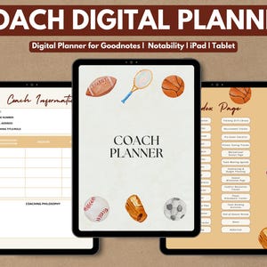 Coach Digital Planner for GoodNotes Notability PDF Hyperlinked Sports Coach Planner for iPad Tablet