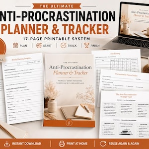 Anti Procrastination Planner | Productivity Tracker | 17 Page Printable Planner | Daily Focus Guide