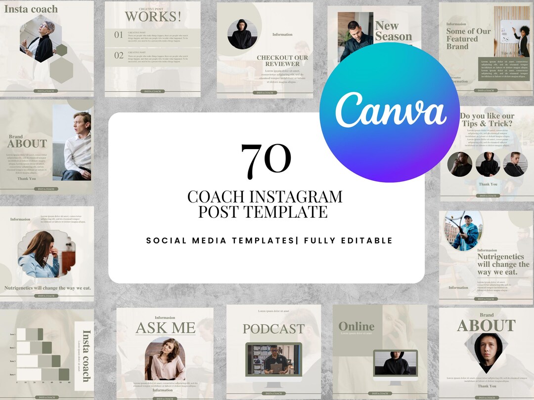 70 Coach Instagram Post Templates Editable Canva Social Media Content ...