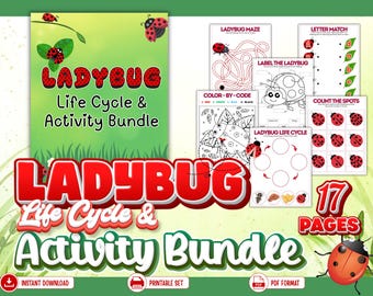 Ladybug Life Cycle Worksheets Printable Kids Insect Activity Pack Homeschool Science PDF