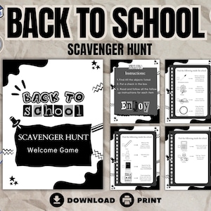 Back to School Scavenger Hunt Printable Classroom Icebreaker First Day of School Activity PDF Game Pack
