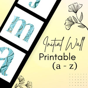 Printable Alphabet Wall Art Initial Letter Monogram A to Z Digital Download Nursery Decor PDF Set