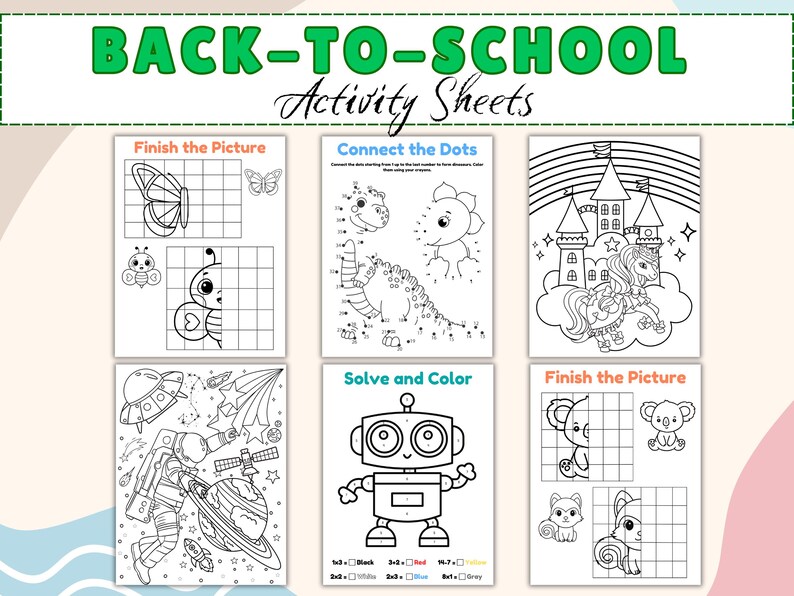 Back to School Activity Sheets Printable | 12 Page Kids Worksheets PDF ...