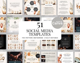 51 Pottery Instagram Post Templates Canva Editable Social Media Posts for Potters and Ceramic Artists