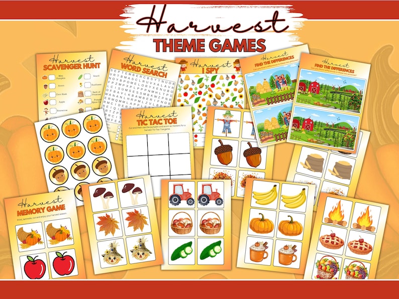 Harvest Party Printable Bundle Kids Activities Games Crafts Invitation ...