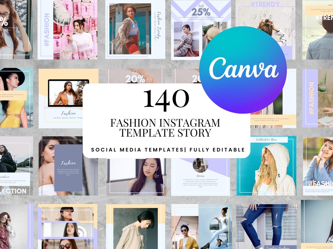 140 Instagram Templates Canva Editable Social Media Kit Stories and ...