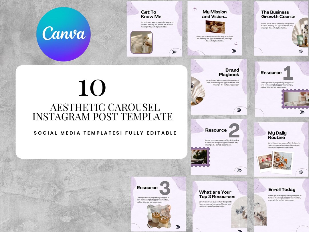 10 Aesthetic Instagram Carousel Templates Canva Editable Social Media ...