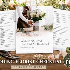 Wedding Day Florist Checklist Template Editable Canva Printable PDF Wedding Florist Planner Bundle
