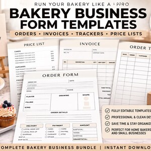 Bakery Business Form Template | Order Form Invoice Order Tracker Price List Small Business Printable