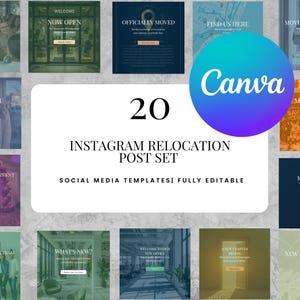 20 Instagram Relocation Templates Canva Editable Moving Announcement Business Relocation Posts Pack