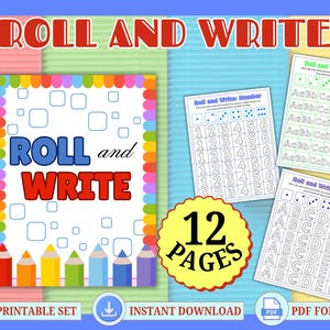 Roll and Write Printable Worksheets | Dice Writing Activities, Letter Tracing, Number Practice PDF Bundle