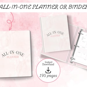 All In One Planner Printable Bundle Letter Size Planner Binder PDF Organizer Undated 195 Pages Insert