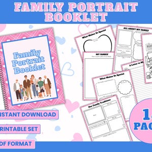Family Portrait Booklet Printable All About My Family Activity Workbook Classroom Homeschool PDF Download