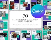 70 Cleaning Service Instagram Story Templates Canva Editable Social Media Pack for Cleaning Business