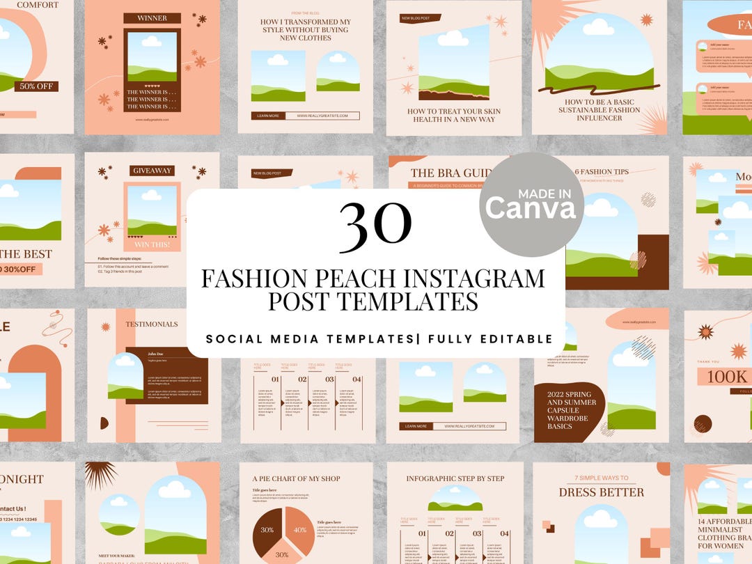 30 Fashion Instagram Post Templates for Canva Editable Social Media ...