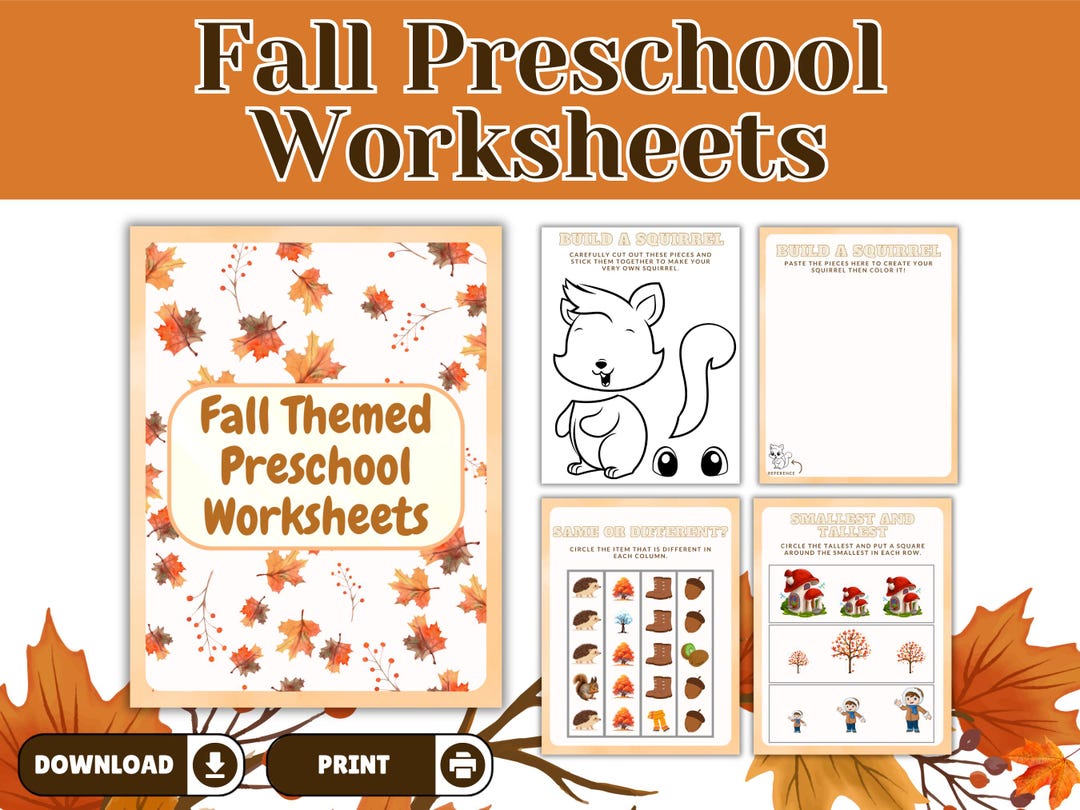 Fall Preschool Worksheets Printable Pack | Autumn Learning Activities ...