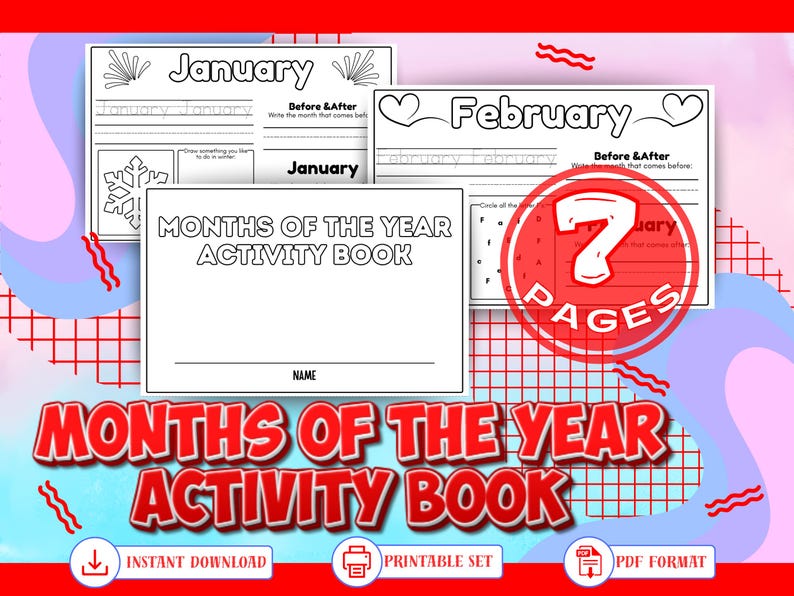 Months of the Year Activity Book Printable Kids Learning Worksheets ...